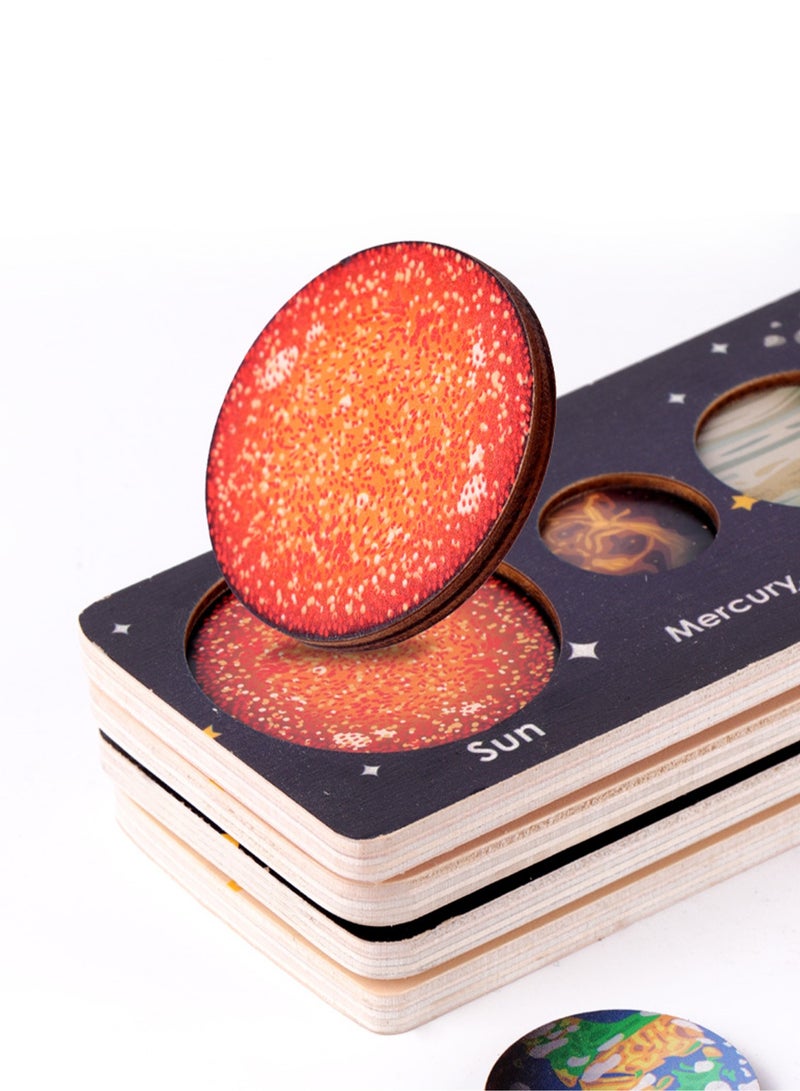 أحجية الصور المقطوعة للنظام الشمسي من F Style ألعاب تعليمية خشبية مناسبة لأنشطة التعلم في مرحلة ما قبل المدرسة لمعرفة هدية الكواكب للأولاد والبنات - Image 3